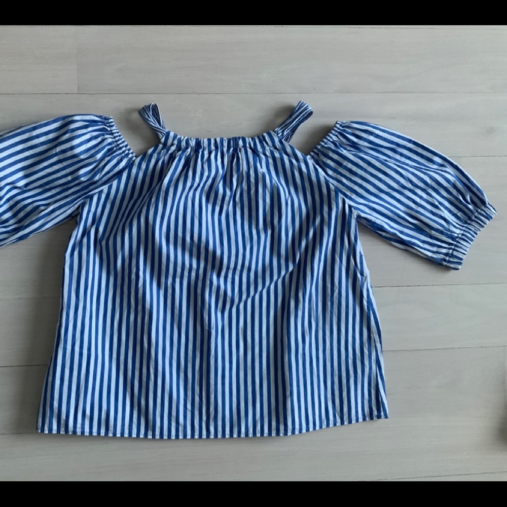 Zara navy and white striped blouse